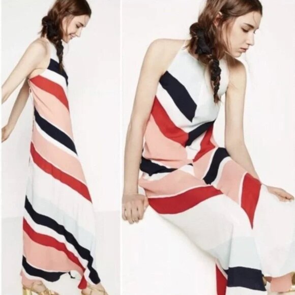 Zara Halter Open Back Maxi Dress S - Picture 5 of 16